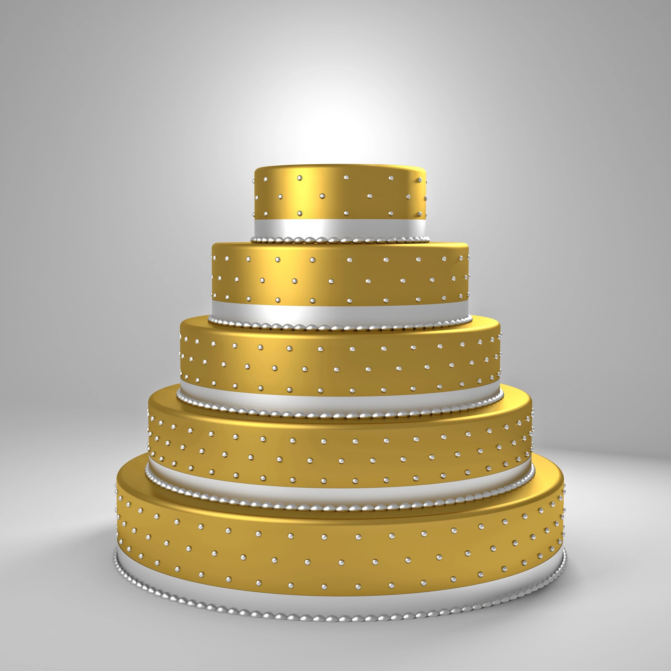 Three-tier wedding cake with elegant white frosting