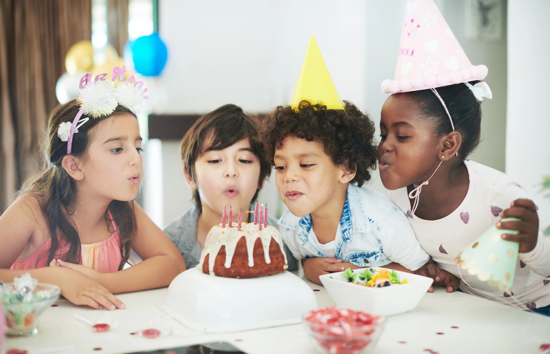Kids celebrating together at a birthday party