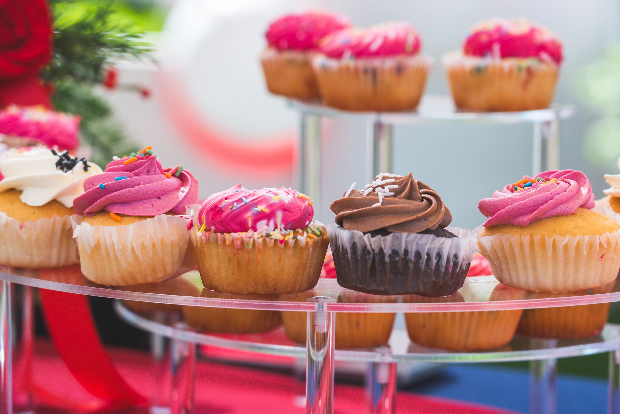 Colorful cupcakes on a party table